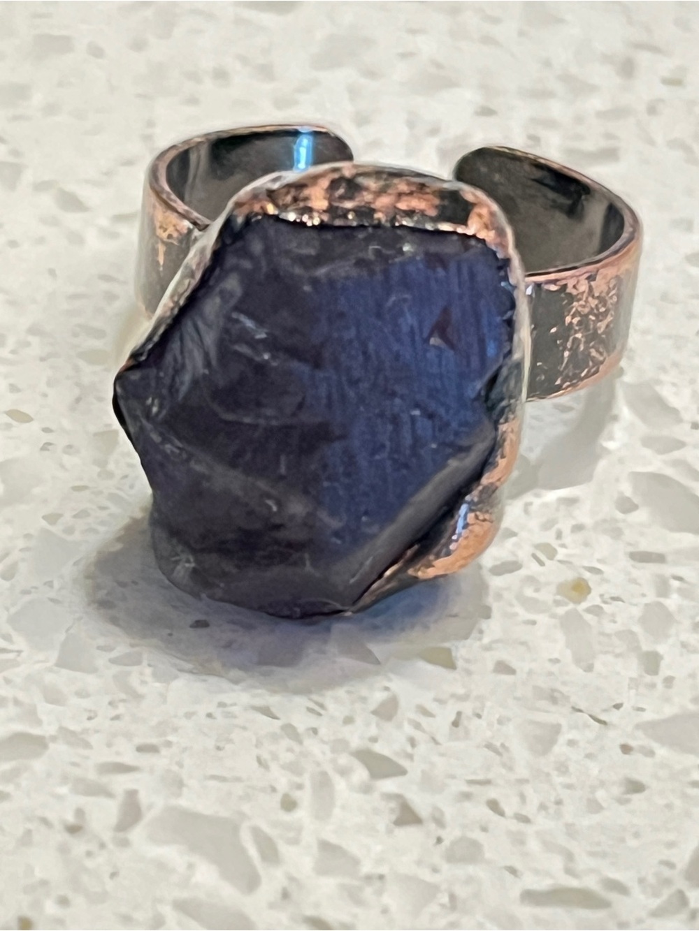 Retro Style Natural Crystals Cluster Big Statement Adjustable‎ Ring